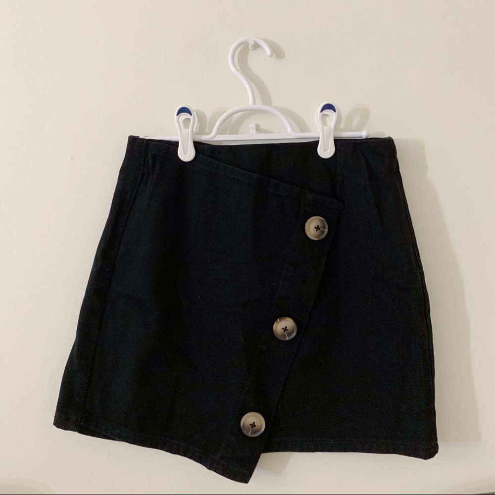 Black denim skirt
